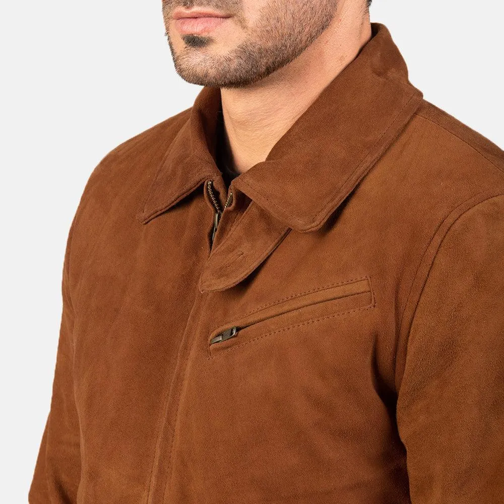 Mens Tan Suede Leather Jacket