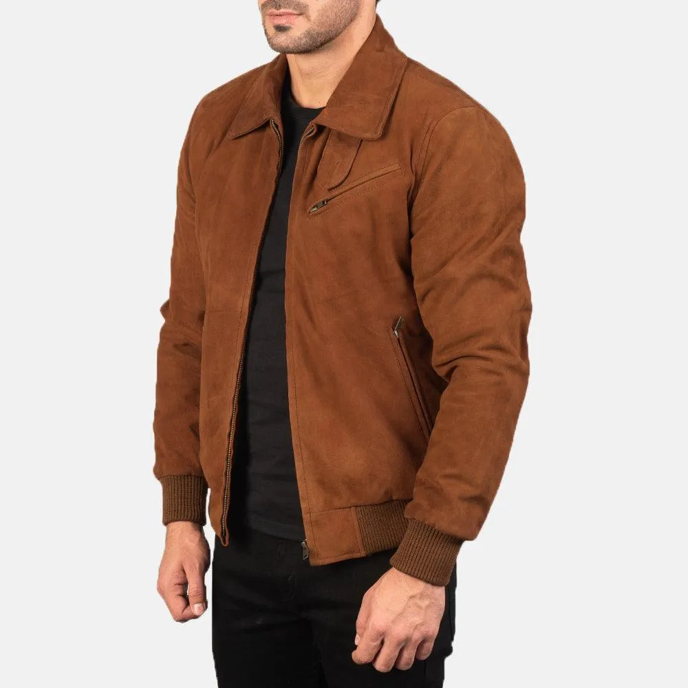 Mens Tan Suede Leather Jacket