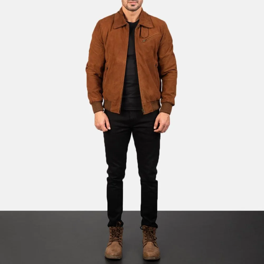 Mens Tan Suede Leather Jacket