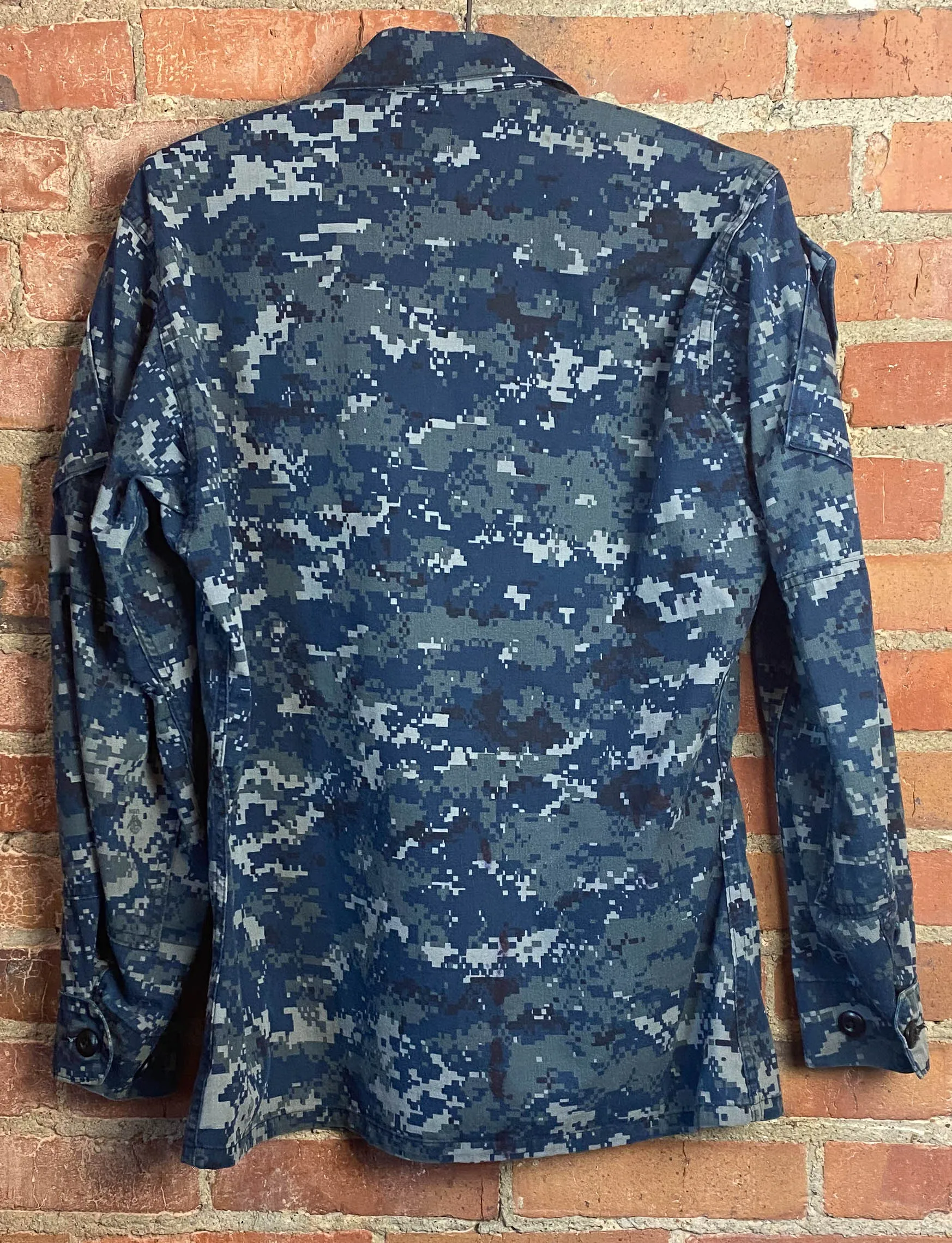 Men's Vintage 90's U.S. Navy Camouflage Military Jacket Blue Large