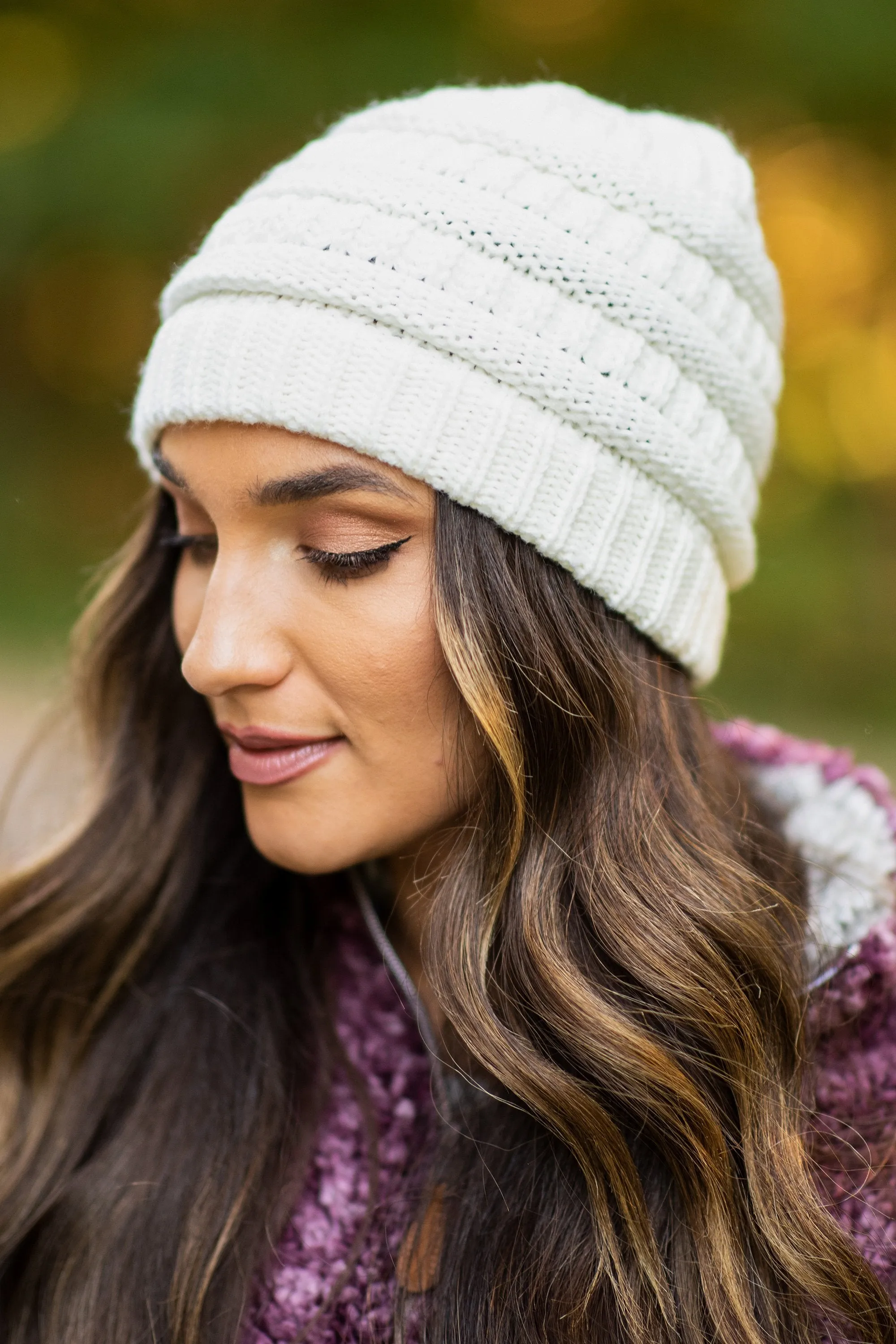 Mountainside Adventures White Knit Beanie