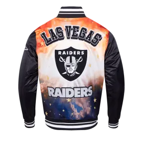 NFL LAS VEGAS RAIDERS SUBLIMATED MEN'S SATIN JACKET-ORANGE SKY (BLACK)