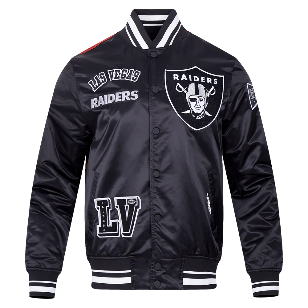 NFL LAS VEGAS RAIDERS SUBLIMATED MEN'S SATIN JACKET-ORANGE SKY (BLACK)