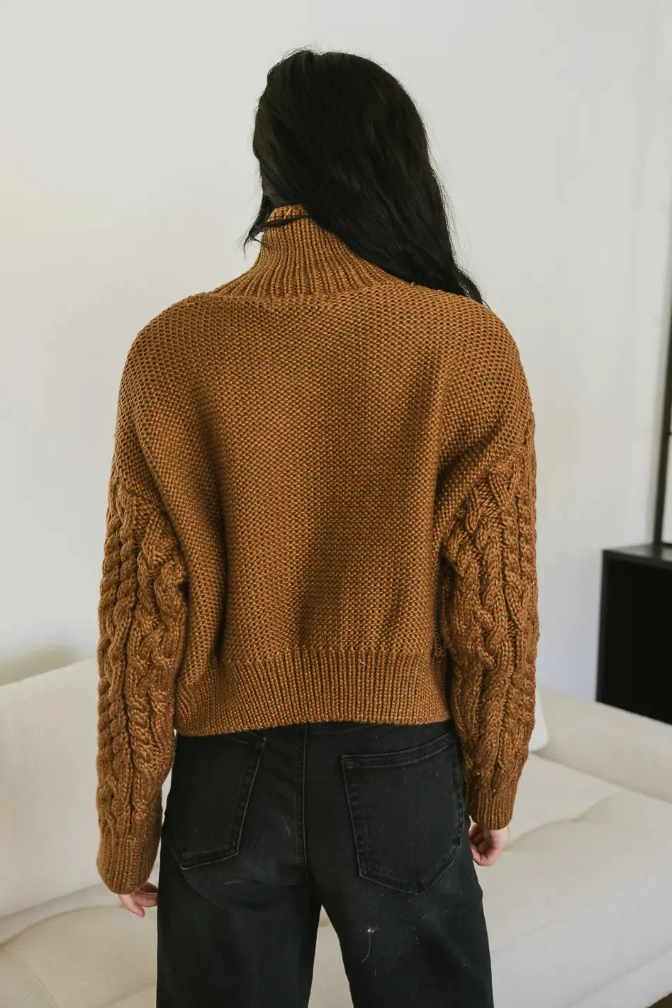 Noah Cable Knit Sweater in Brown