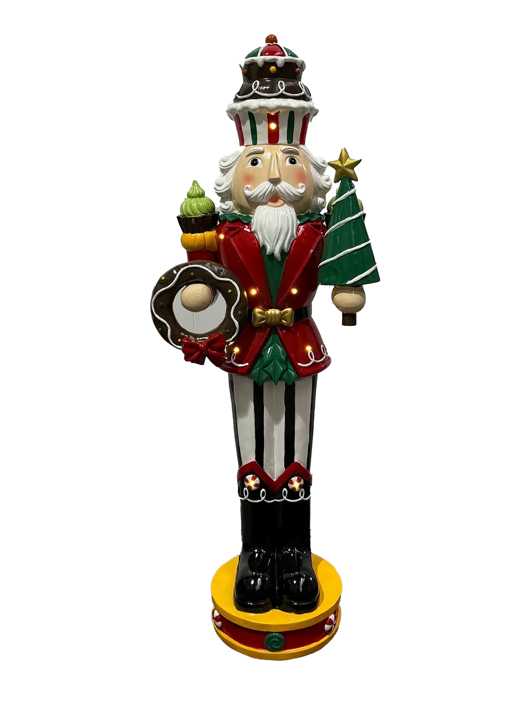 Nutcracker With lights Red Jacket and Striped Pants 107cm