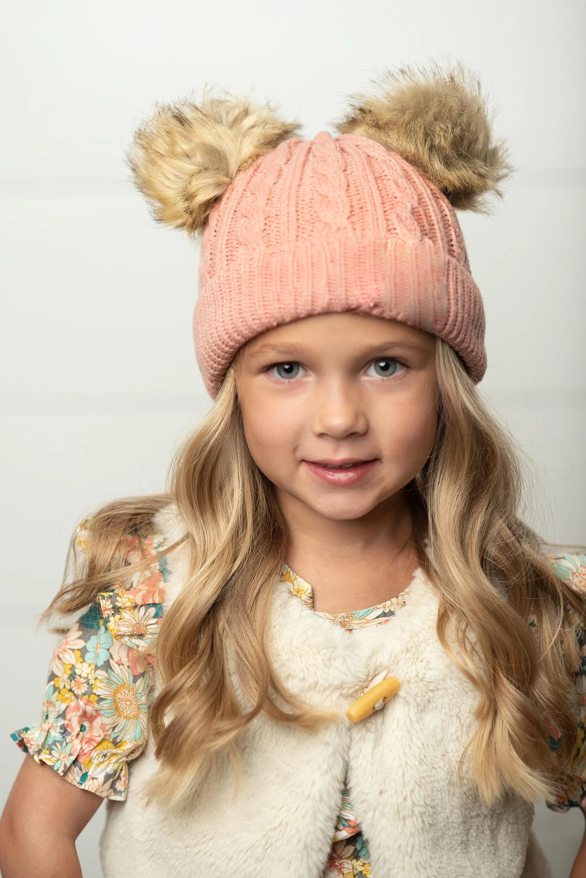 Pink Pom Fur Hat