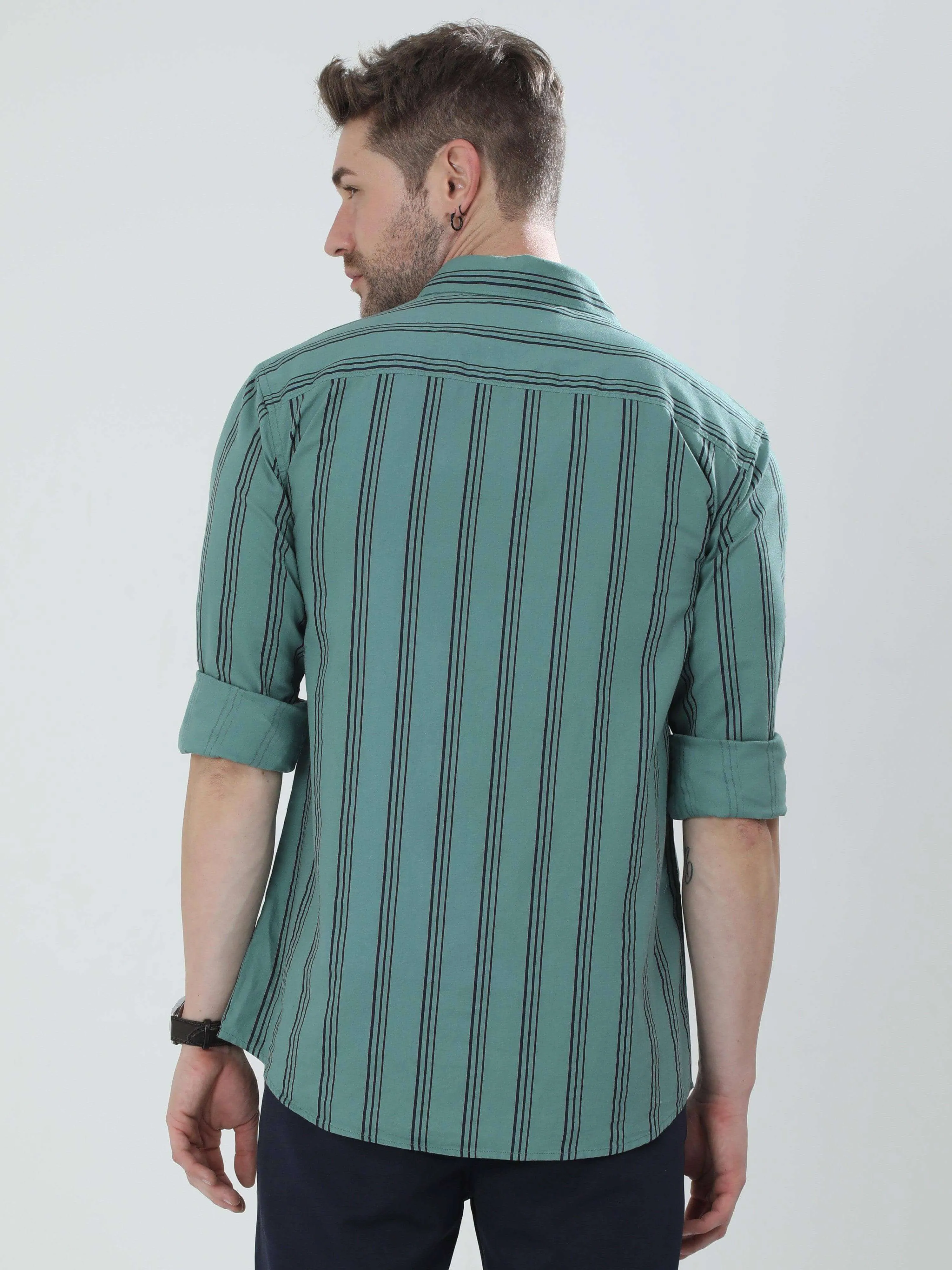 Pistachio Green Striped Shirt