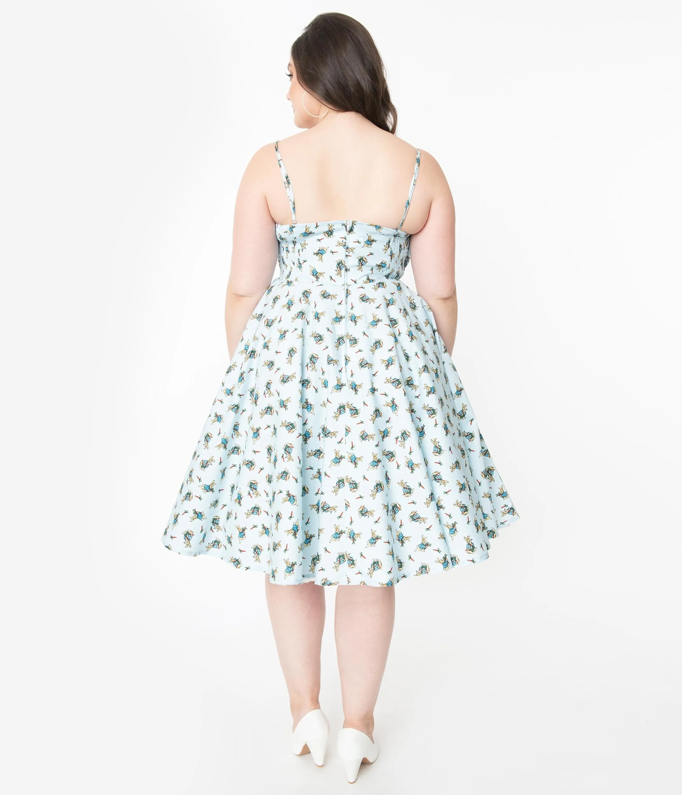 Plus Size 1950s Light Blue Bunny Print Dolly Swing Dress