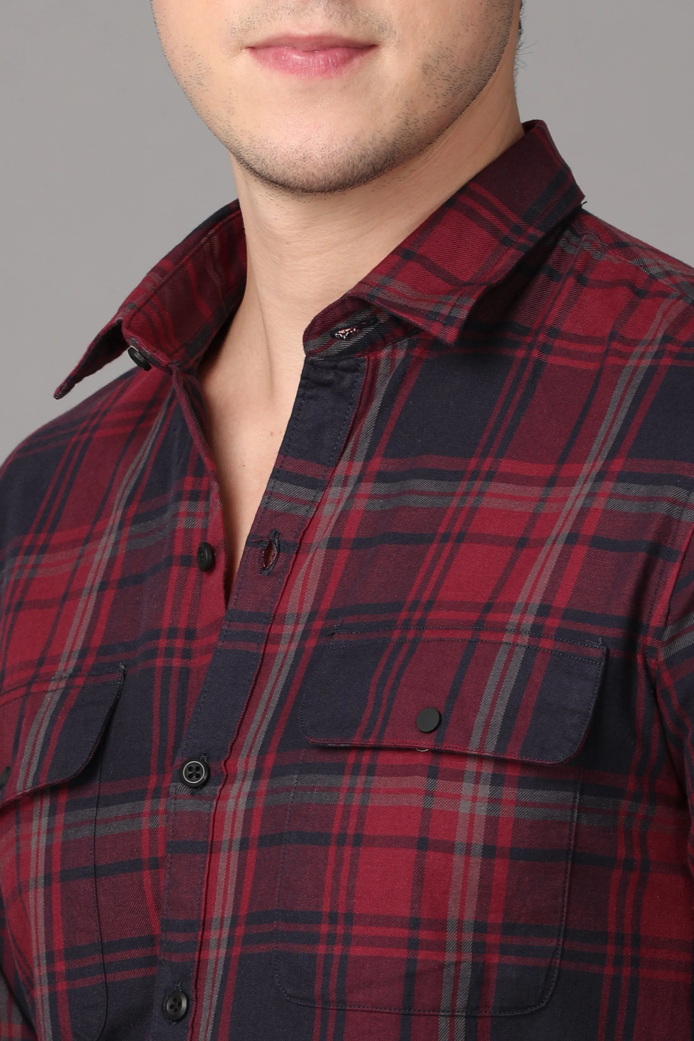 Red and Black Checked Casual Shirt