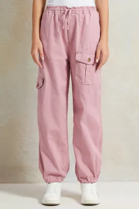 Senior Girls Pink Cargo Pocket Harem Pants