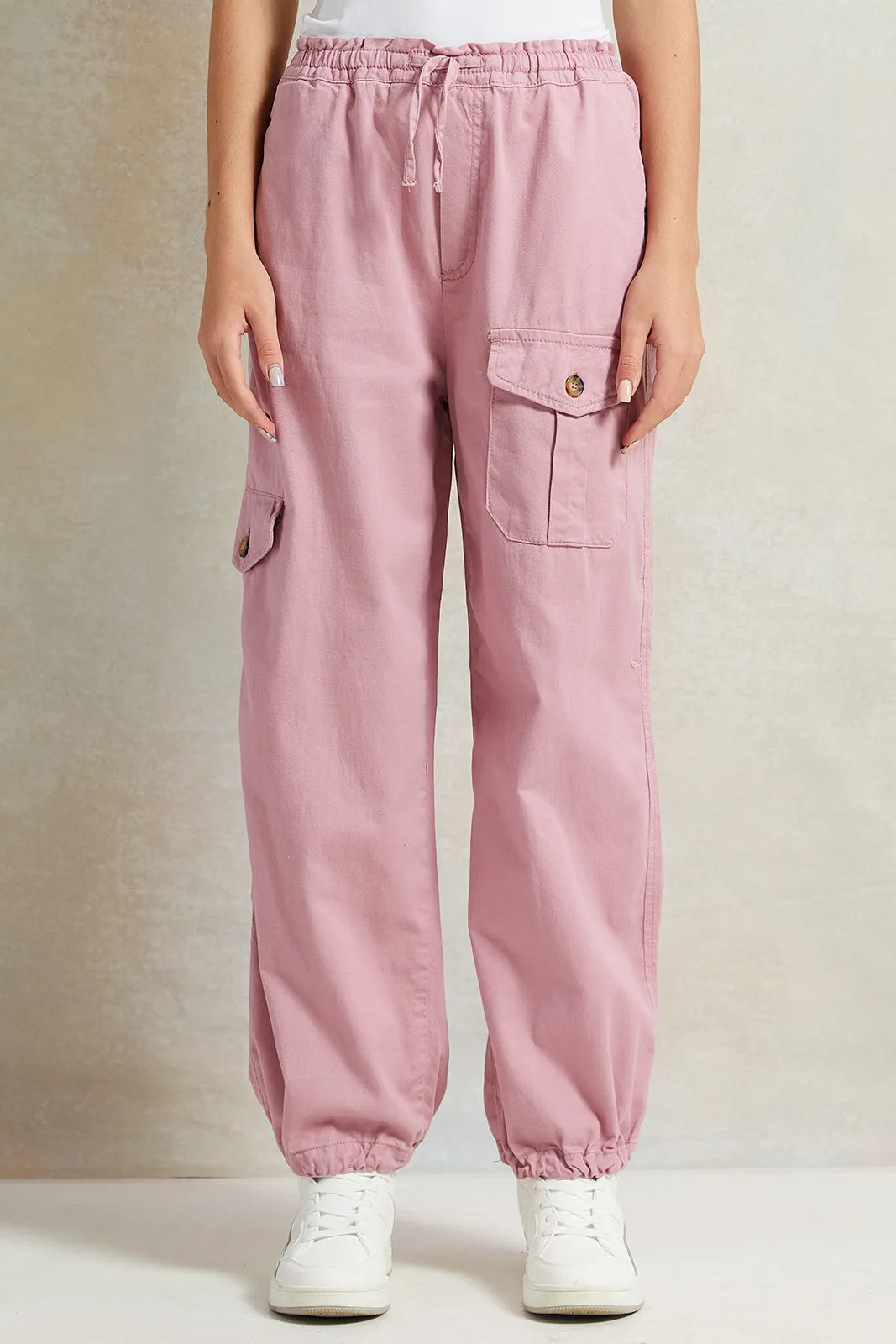 Senior Girls Pink Cargo Pocket Harem Pants