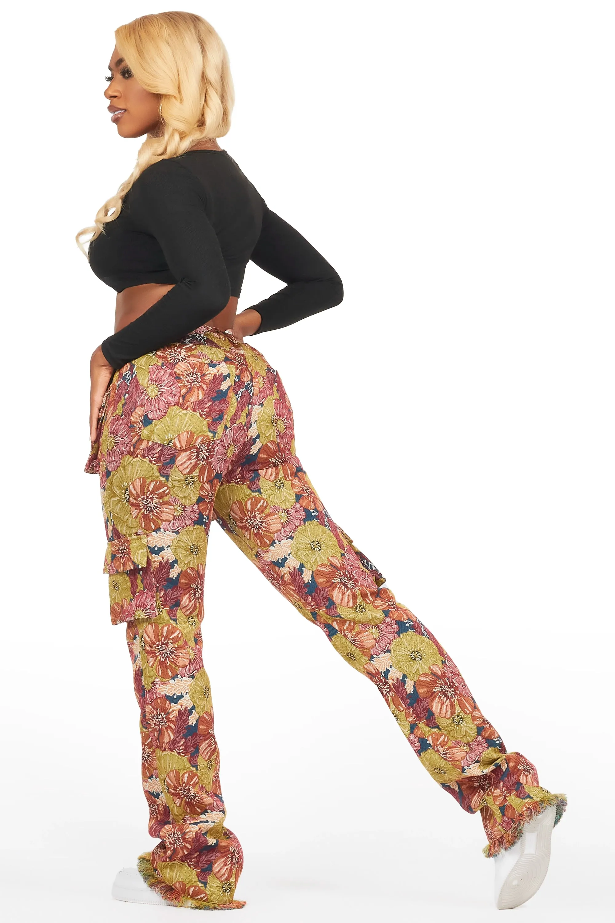 Sherita Navy Cargo Tapestry Pant