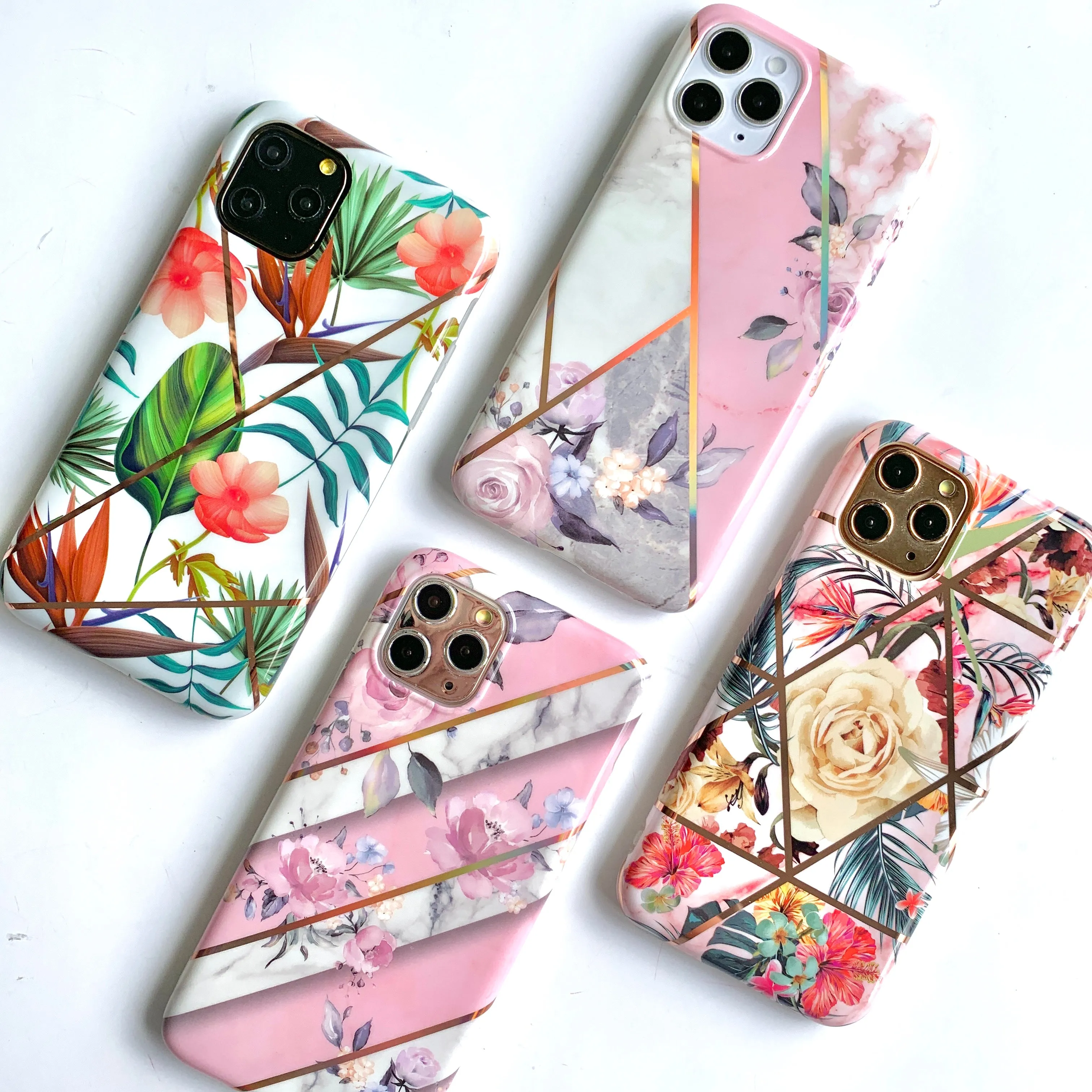 Soft Floral Metallic Geo Phone Case