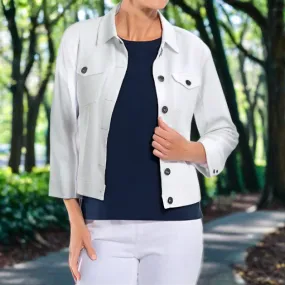 Stretch Cotton Jean Jacket - White