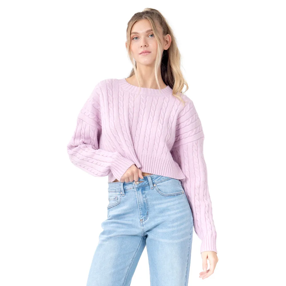 SWEATER PARA MUJER CROP WITH BRAIDED KNIT FOREVER 21