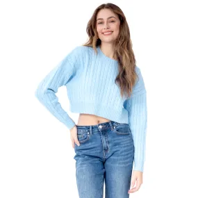 SWEATER PARA MUJER CROP WITH BRAIDED KNIT FOREVER 21