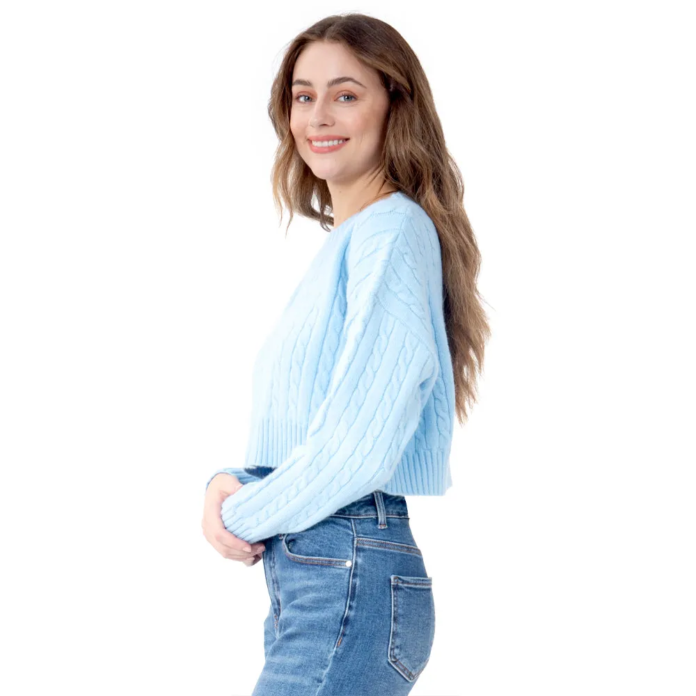 SWEATER PARA MUJER CROP WITH BRAIDED KNIT FOREVER 21