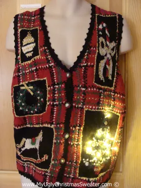 Tacky Ugly Christmas Sweater Vest with Lights  (g118)