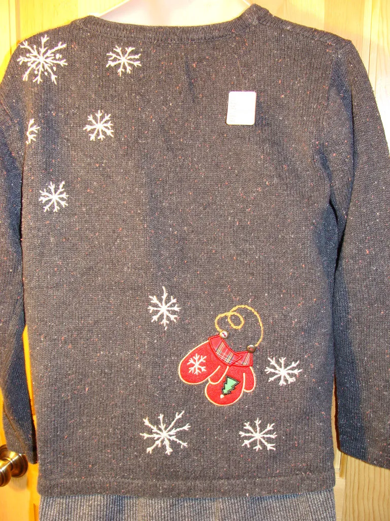 Tacky Ugly Christmas Sweater with 2sided Ice Skate Decorations (f465)