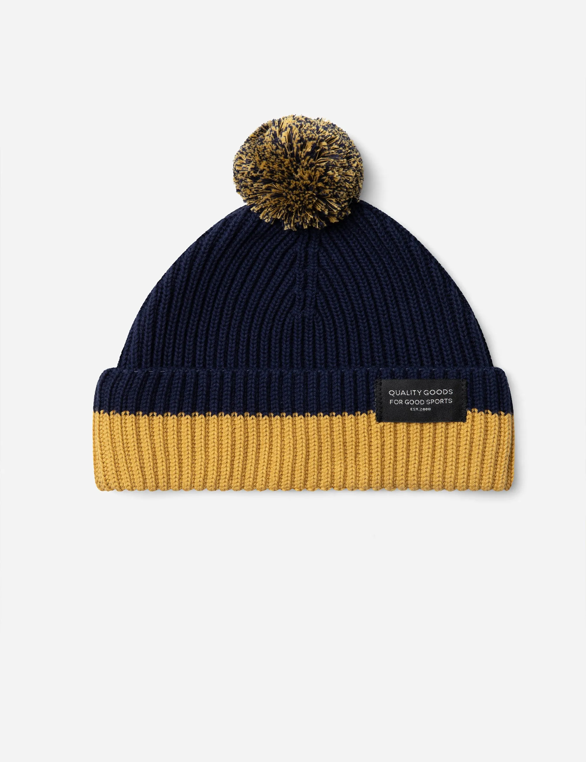 Thyne Pom Beanie - Navy/Mustard