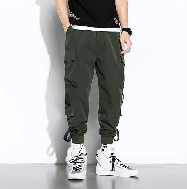 Trendy Solid Color Pants | Multi Flap Pocket Men's Cargo Pants