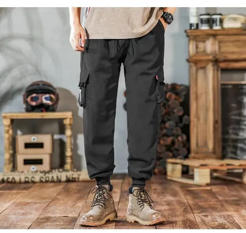 Trendy Solid Color Pants | Multi Flap Pocket Men's Cargo Pants