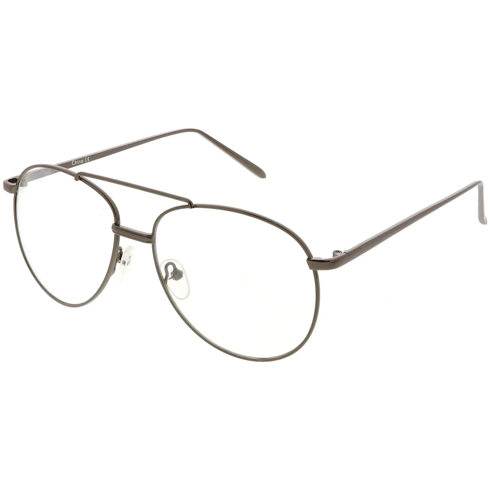 Vintage Dapper Indie Clear Flat Lens Aviator Glasses