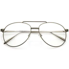 Vintage Dapper Indie Clear Flat Lens Aviator Glasses