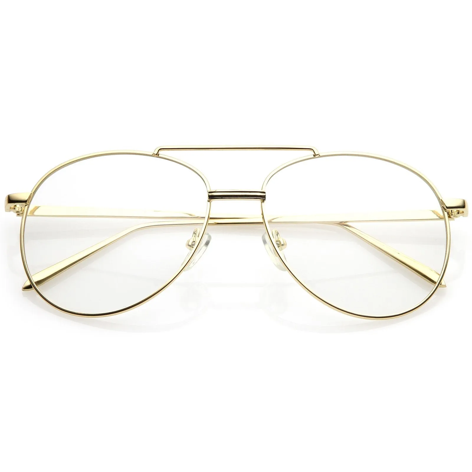 Vintage Dapper Indie Clear Flat Lens Aviator Glasses