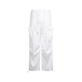 White Loose-Fitting Three-Dimensional Pockets Work Pants