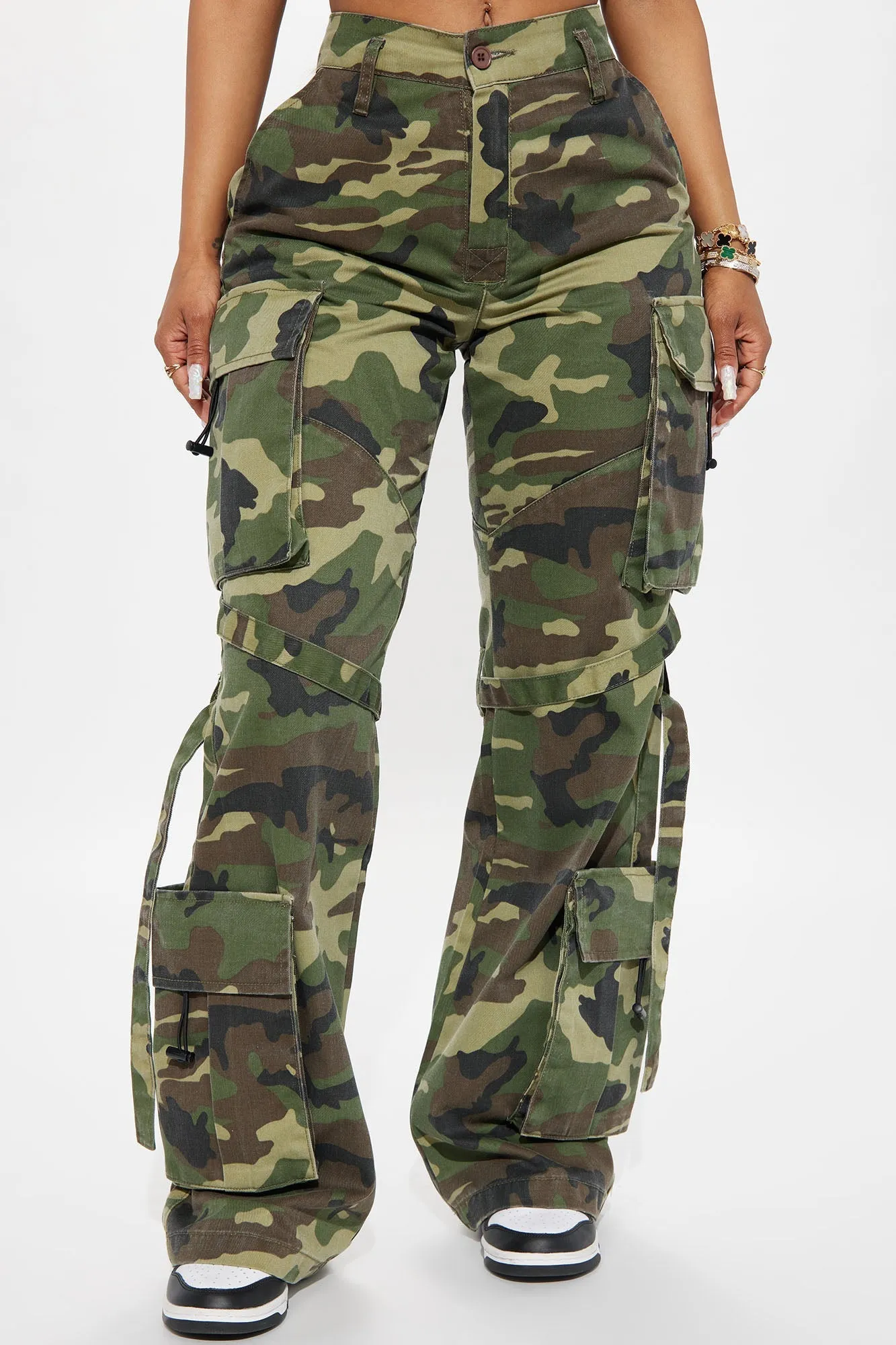 Womens Camo Cargo Pants - Olive/Combo