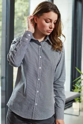 Women's Microcheck Long Sleeve Cotton Shirt