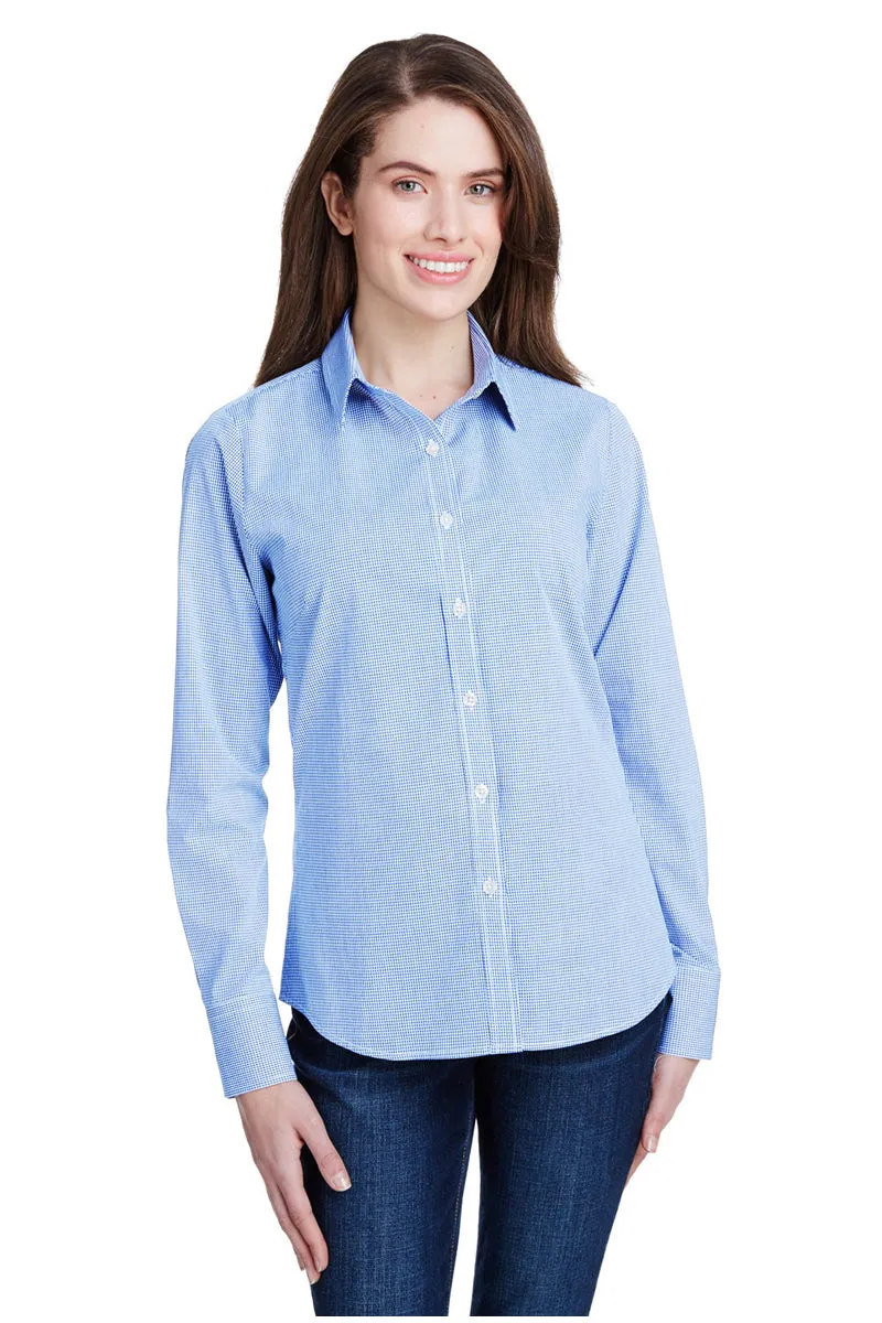 Women's Microcheck Long Sleeve Cotton Shirt