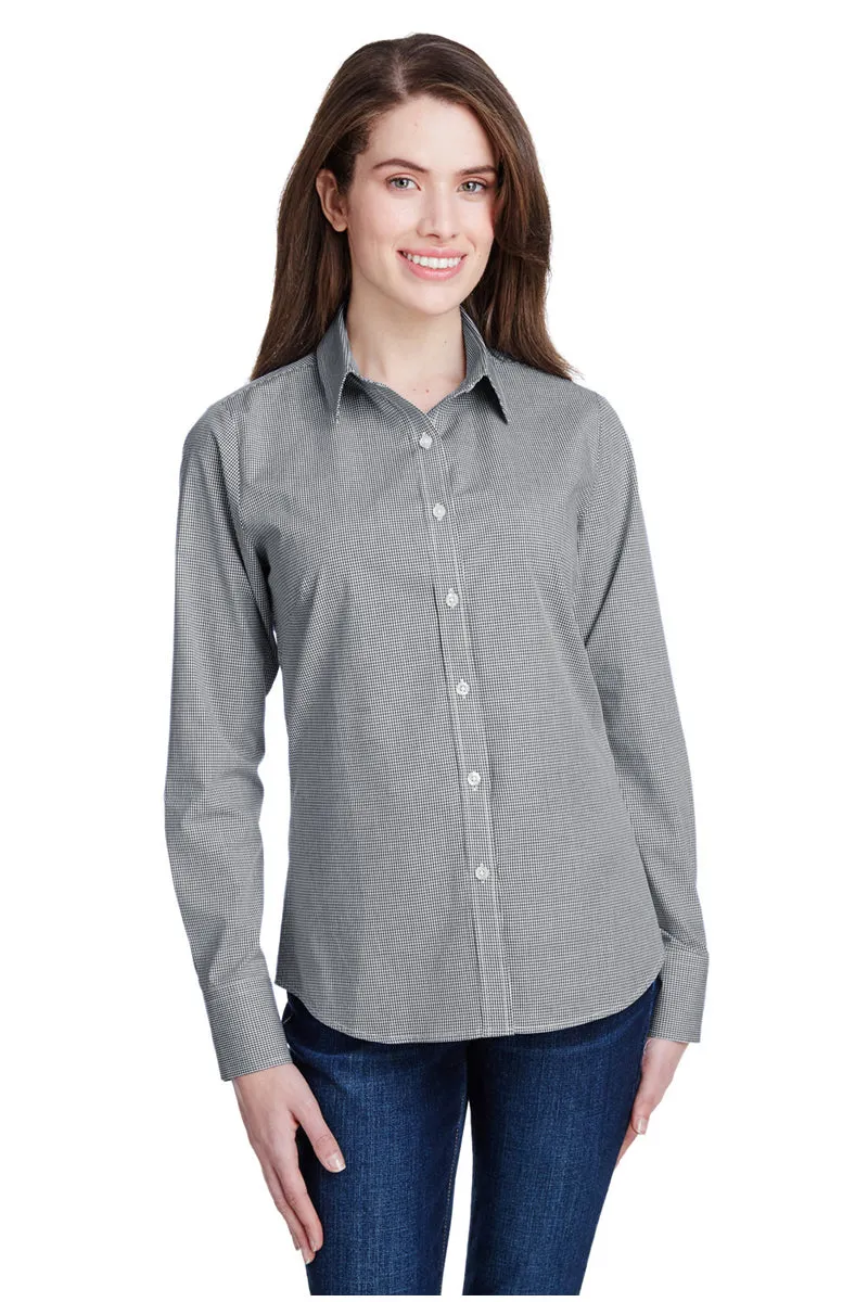 Women's Microcheck Long Sleeve Cotton Shirt