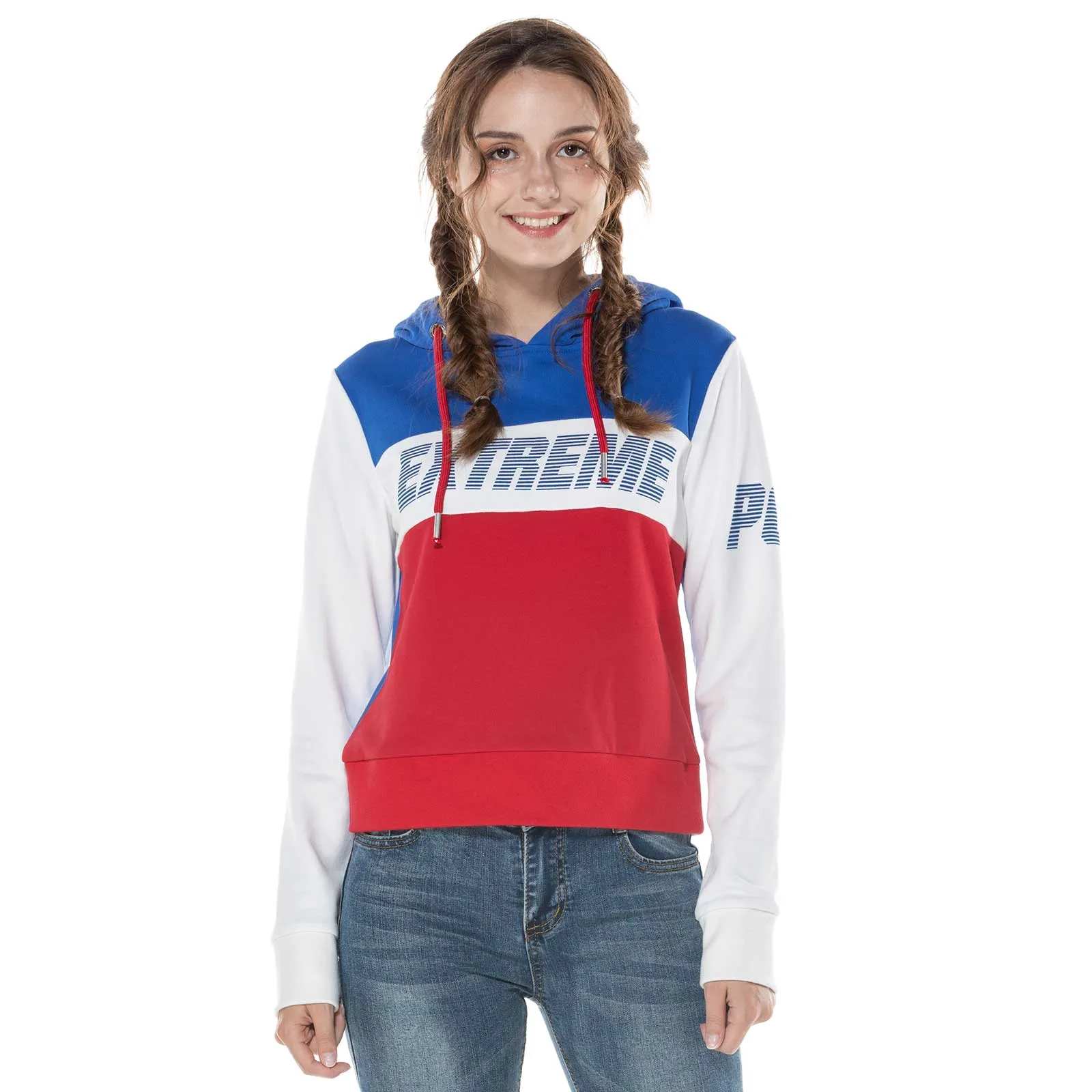 Womens Sports Hoodie Sweatshirt  S M L XL Navy/Red/White Blue/White/Red