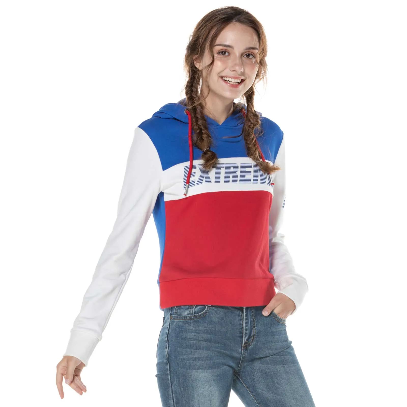 Womens Sports Hoodie Sweatshirt  S M L XL Navy/Red/White Blue/White/Red